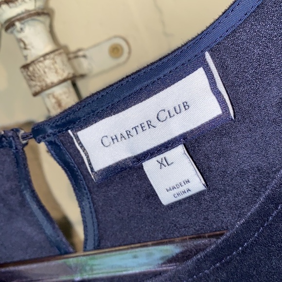 Charter club blouse faux suede embroidered xl‎ raw hem wide sleeve floral - Picture 3 of 6